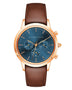 Alfred Sung Chronograph Blue Sunray Dial Brown Leather Strap Men's watch