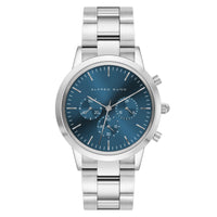 Alfred Sung Chronograph Blue Sunray Dial Silver Bracelet Men's watch — Chronograph Blue Sunray Dial Silver…