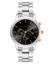 Alfred Sung Chronograph Black Sunray Dial Silver Bracelet Men's watch