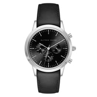 Alfred Sung Chronograph Black Sunray Dial BlackLeather Strap Men's watch — Chronograph Black Sunray Dial Black…