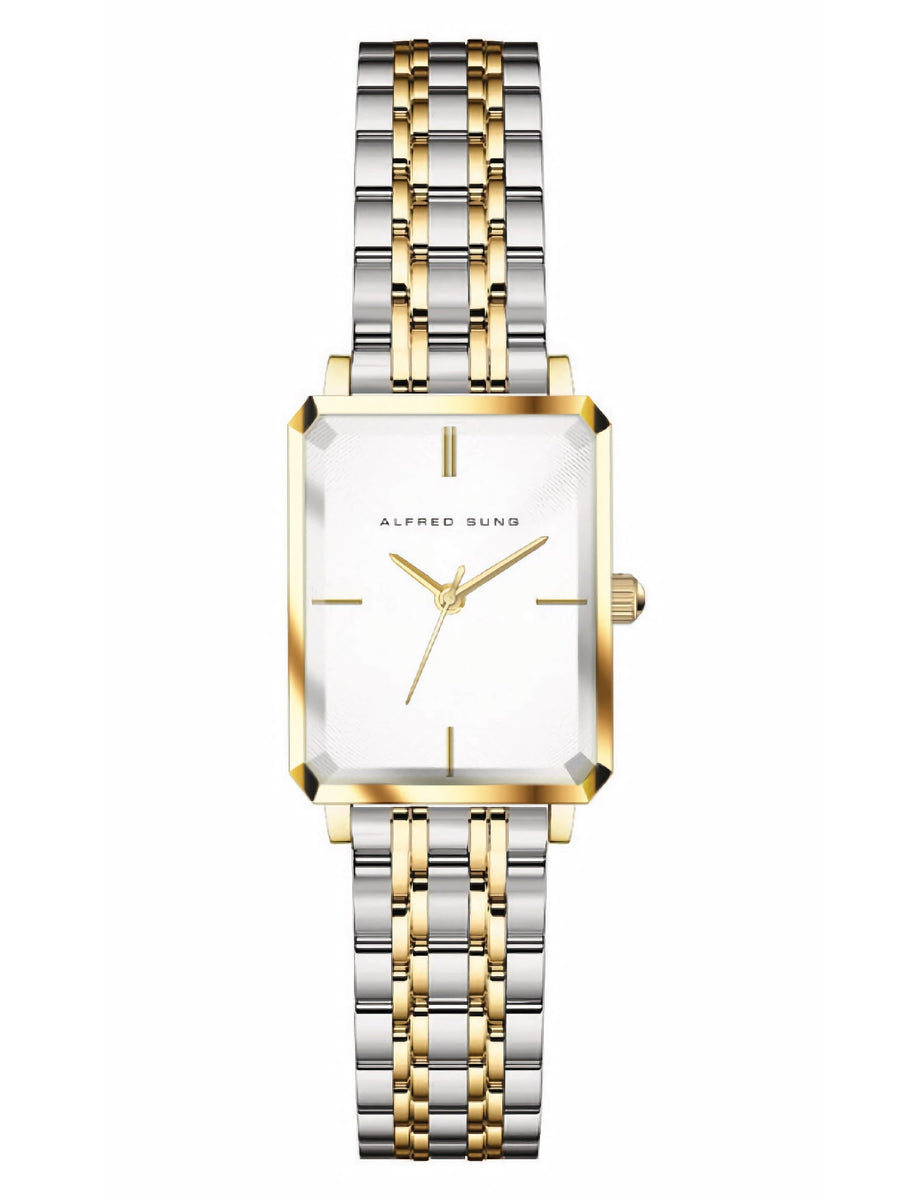 Alfred Sung Octavia White Dial Two-Tone Bracelet Ladies watch