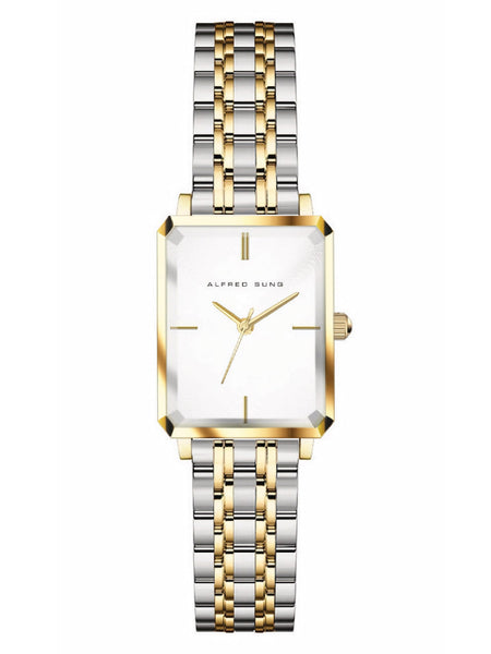 Alfred Sung Octavia White Dial Two-Tone Bracelet Ladies watch