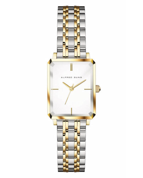 Alfred Sung Octavia White Dial Two-Tone Bracelet Ladies watch