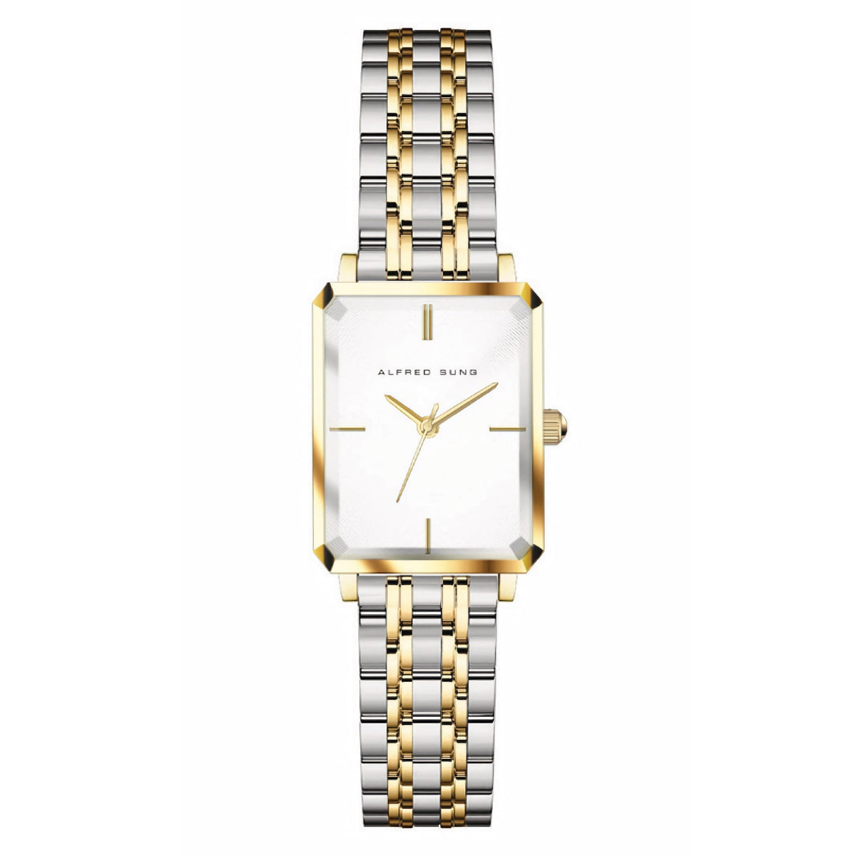 Alfred Sung Octavia White Dial Two-Tone Bracelet Ladies watch — Octavia White Dial Two-Tone Bracelet Ladies…
