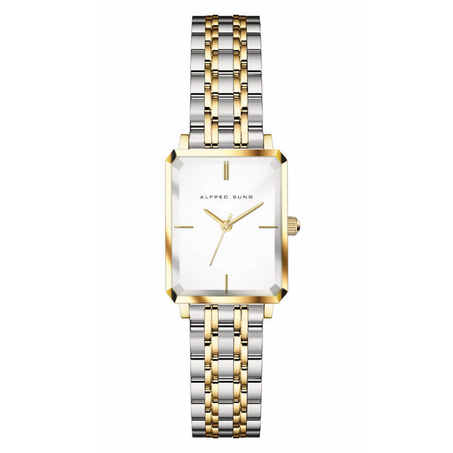 Alfred Sung Octavia White Dial Two-Tone Bracelet Ladies watch — Octavia White Dial Two-Tone Bracelet Ladies…