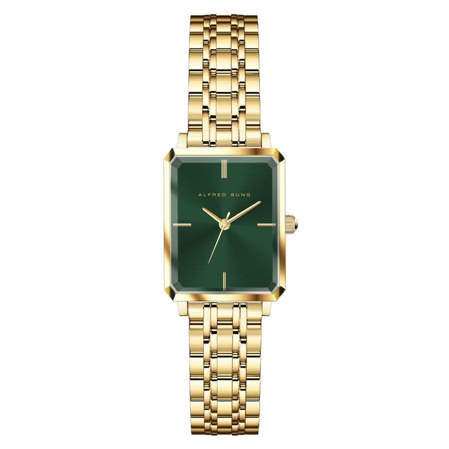 Alfred Sung Octavia Green Dial Gold Bracelet Ladies watch — Octavia Green Dial Gold Bracelet Ladies watch