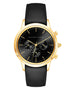 Alfred Sung Chronograph Black Sunray Dial Black Leather Strap Men's watch
