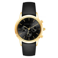 Alfred Sung Chronograph Black Sunray Dial Black Leather Strap Men's watch — Chronograph Black Sunray Dial…