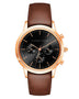 Alfred Sung Chronograph Black Sunray Dial Brown Leather Strap Men's watch