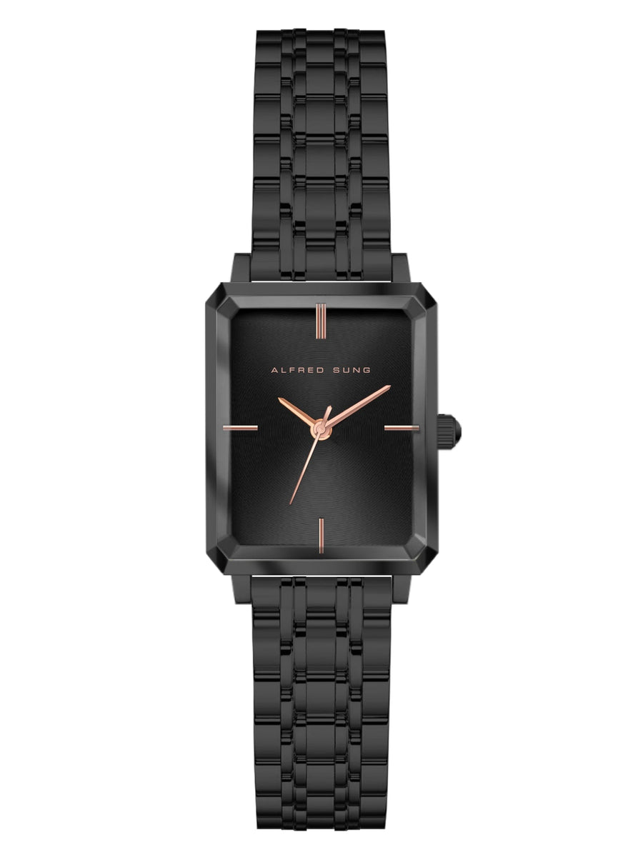 Alfred Sung Octavia Black Dial & Bracelet Ladies watch