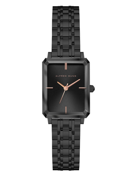 Alfred Sung Octavia Black Dial & Bracelet Ladies watch