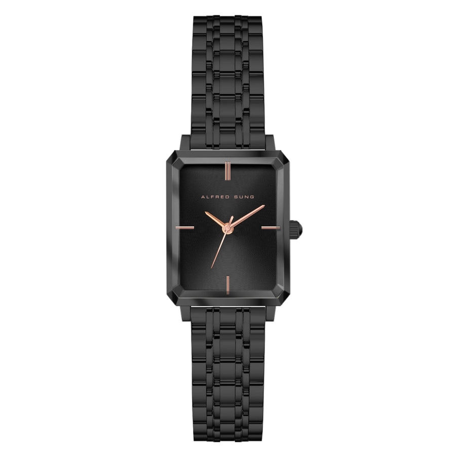 Alfred Sung Octavia Black Dial & Bracelet Ladies watch — Octavia Black Dial & Bracelet Ladies watch