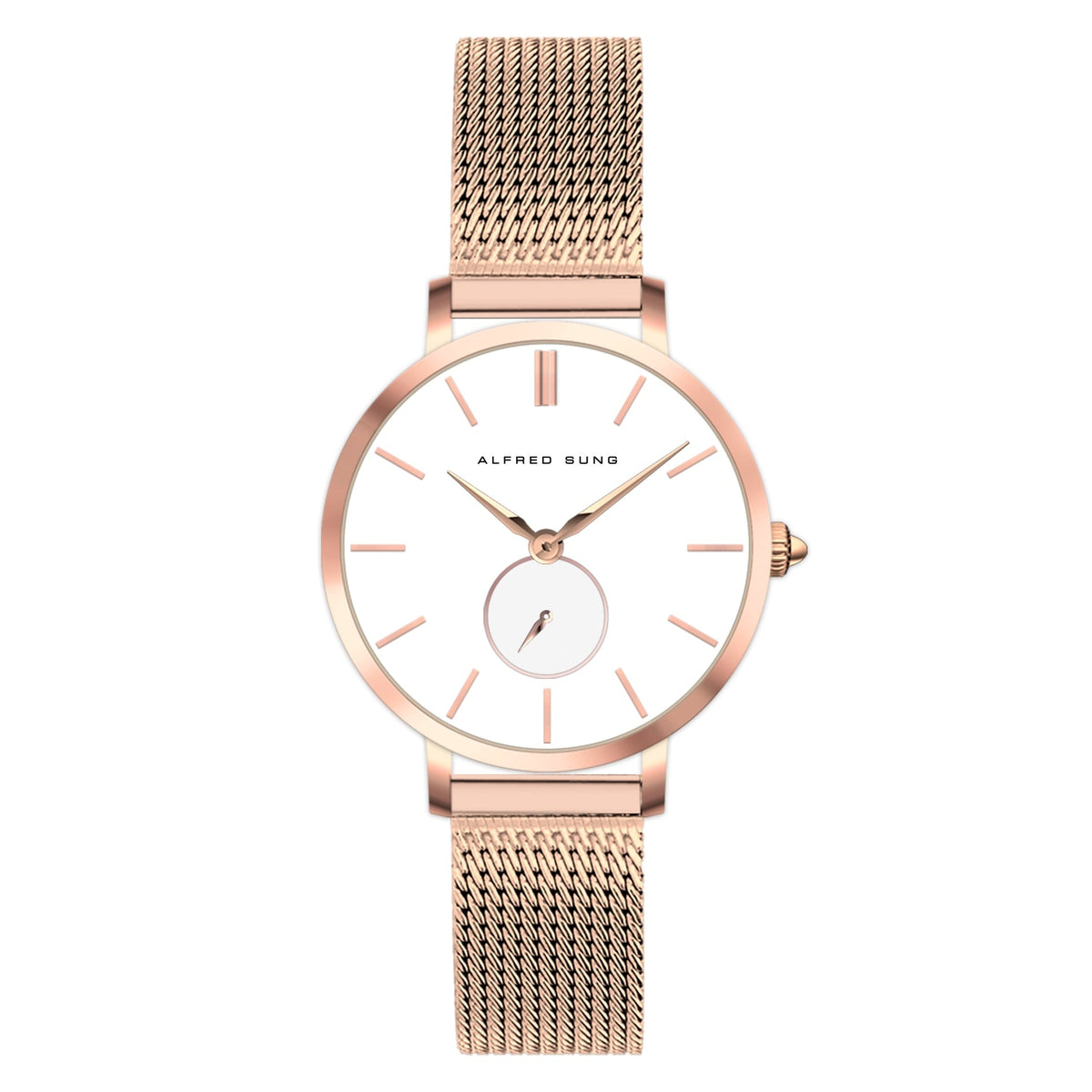 Alfred Sung Serenity Sunray White Dial Rosegold Bracelet Ladies watch — Serenity Sunray White Dial Rosegold…