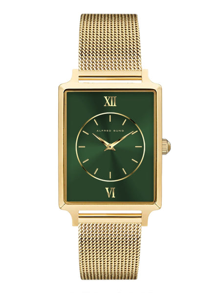 Alfred Sung Horizon Sunray Green Dial Gold Bracelet Ladies watch