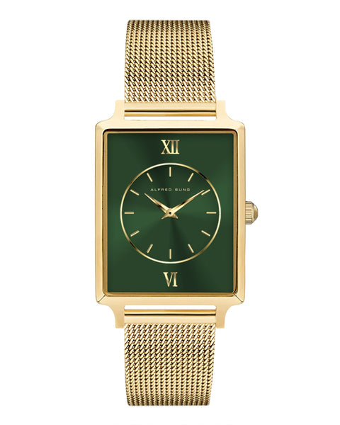 Alfred Sung Horizon Sunray Green Dial Gold Bracelet Ladies watch
