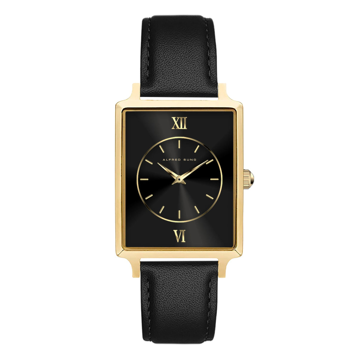 Alfred Sung Horizon Sunray Black Dial & Leather Strap Ladies watch — Horizon Sunray Black Dial & Leather Strap…