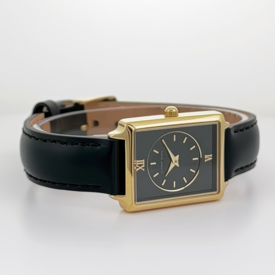 Alfred Sung Horizon Sunray Black Dial & Leather Strap Ladies watch — Horizon Sunray Black Dial & Leather Strap…, alternate…