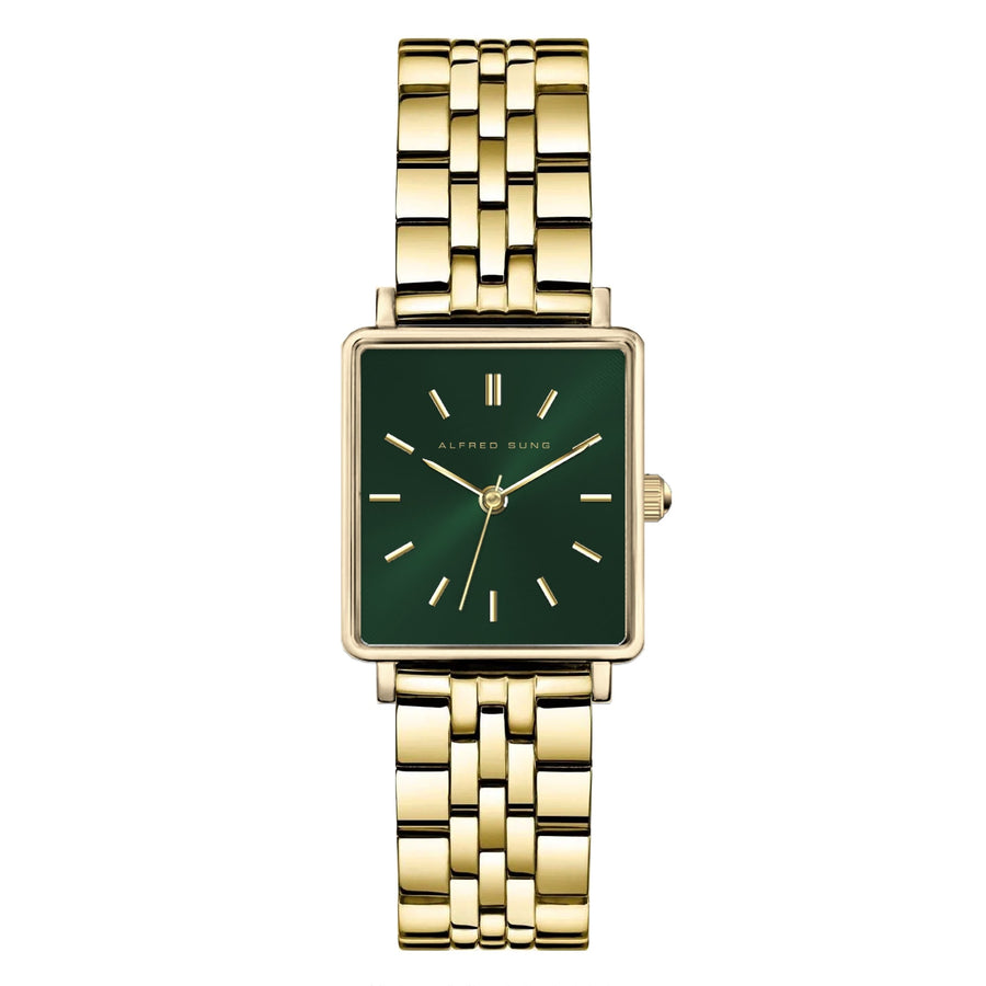 Alfred Sung Harmony Sunray Green dial Gold Stainless Steel Bracelet Ladies watch — Harmony Sunray Green dial…