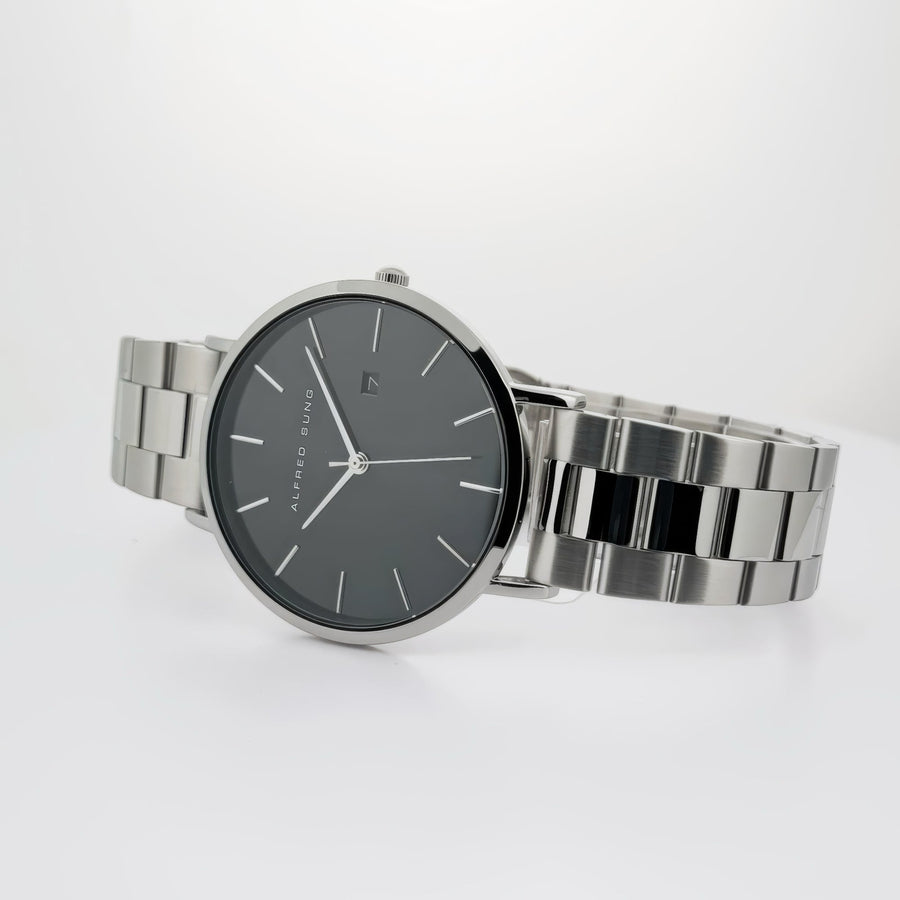 Alfred Sung Metropolitan Date Black Dial Silver Bracelet watch — Metropolitan Date Black Dial Silver Bracelet…, alternate…