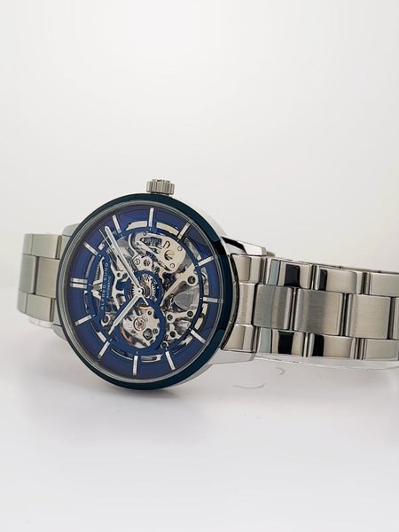 Alfred Sung Automatic III Blue Skeleton Dial Silver Bracelet Men's watch