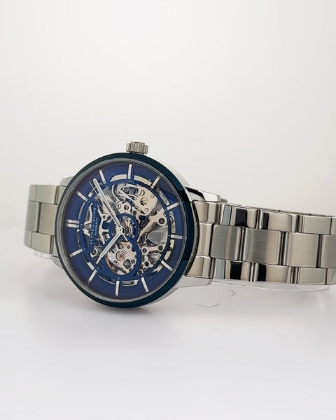 Alfred Sung Automatic III Blue Skeleton Dial Silver Bracelet Men's watch