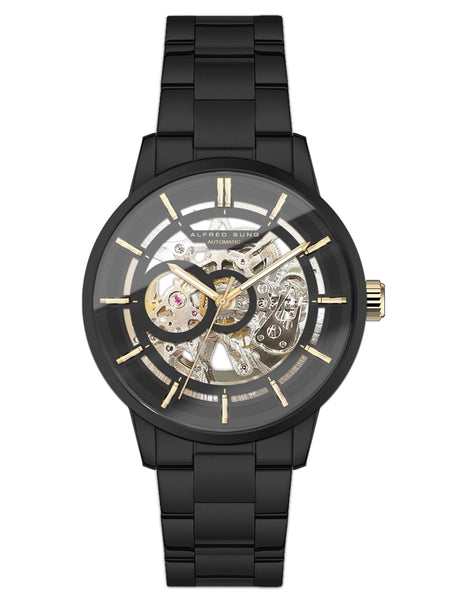 Alfred Sung Automatic III Black Skeleton Dial Black Bracelet Men's watch