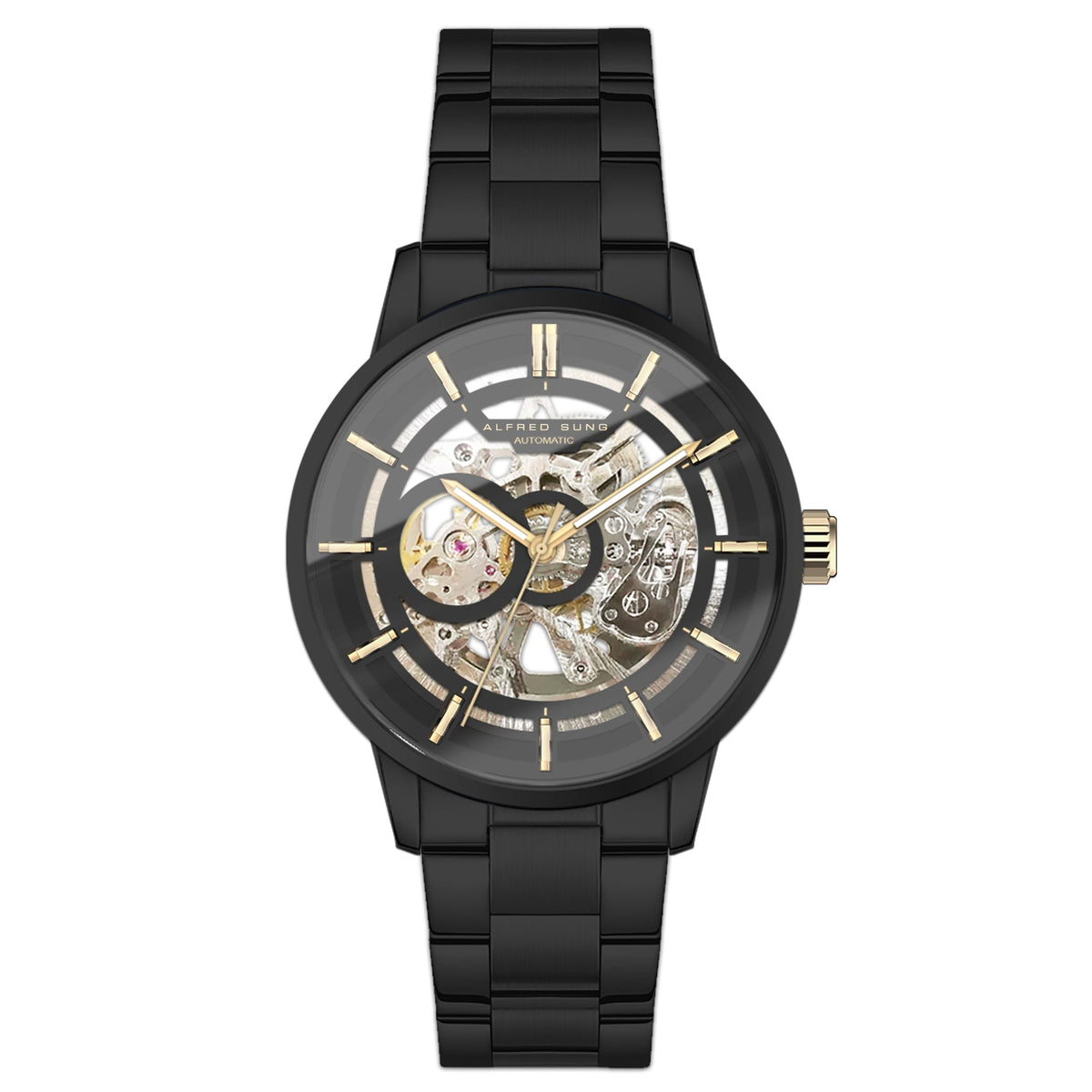Alfred Sung Automatic III Black Skeleton Dial Black Bracelet Men's watch — Automatic III Black Skeleton Dial…