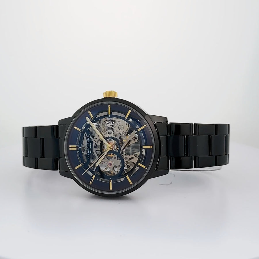 Alfred Sung Automatic III Black Skeleton Dial Black Bracelet Men's watch