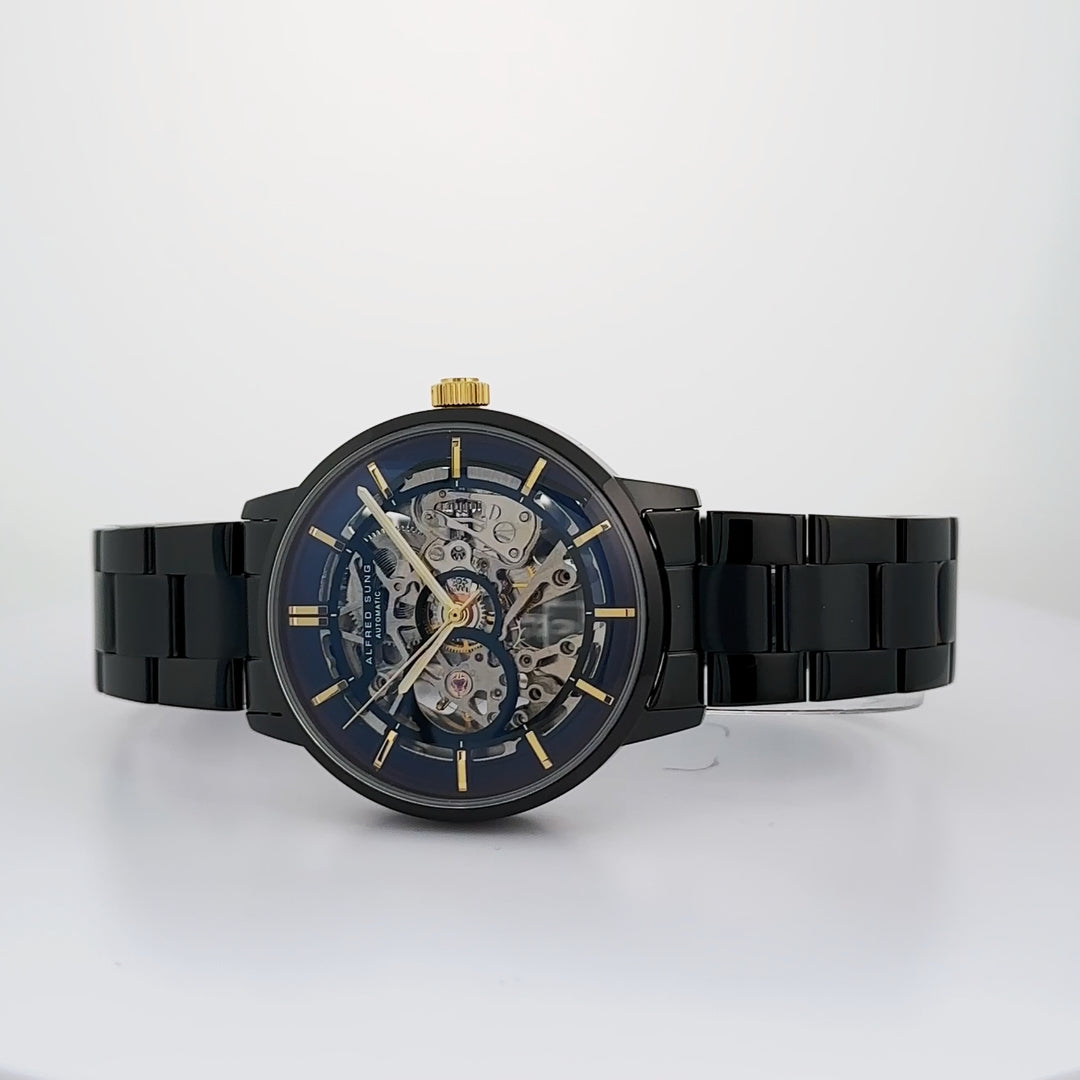 Alfred Sung Automatic III Black Skeleton Dial Black Bracelet Men's watch — Automatic III Black Skeleton Dial…, alternate…