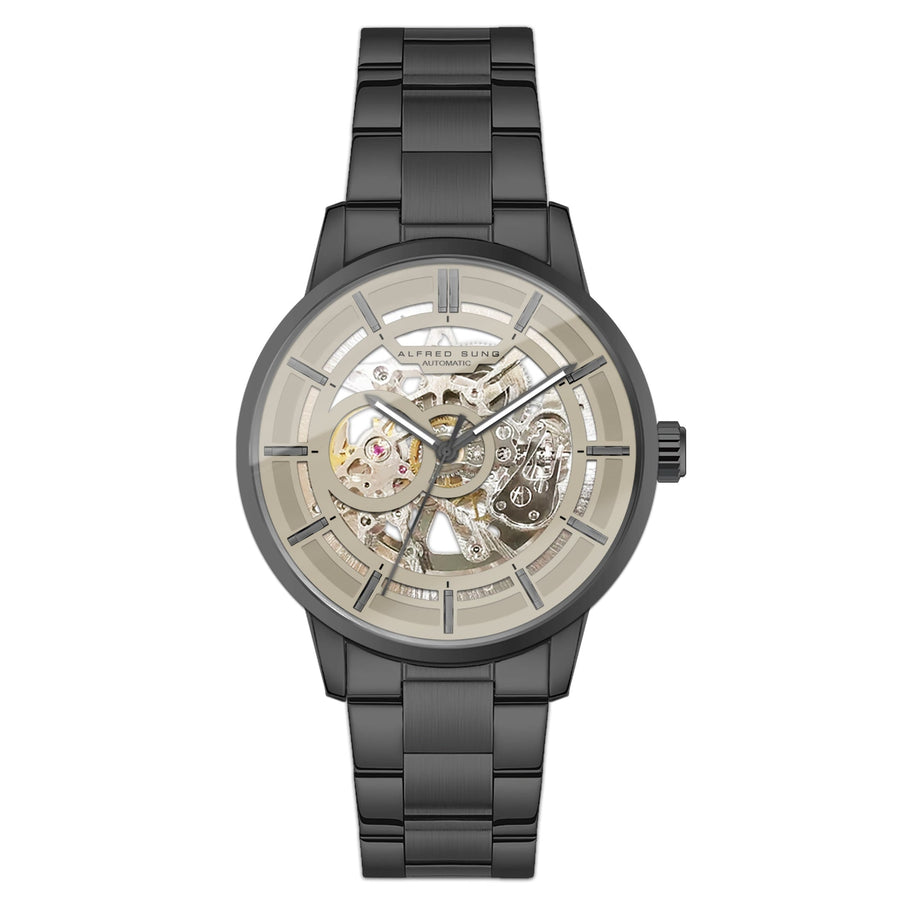 Alfred Sung Automatic III Grey Skeleton Dial Gunmetal Bracelet Men's watch — Automatic III Grey Skeleton Dial…