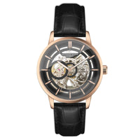 Alfred Sung Automatic III Black Skeleton Dial Black Leather Strap Men's watch — Automatic III Black Skeleton…