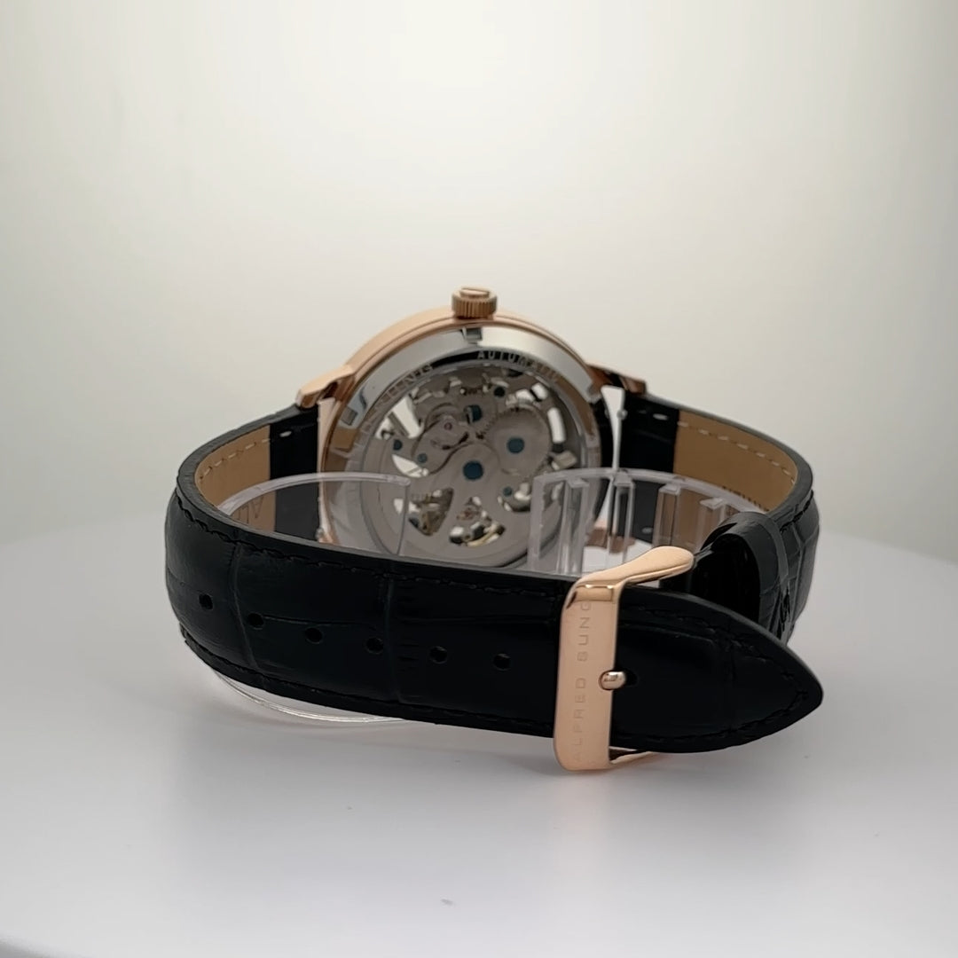 Alfred Sung Automatic III Black Skeleton Dial Black Leather Strap Men's watch — Automatic III Black Skeleton…, alternate…