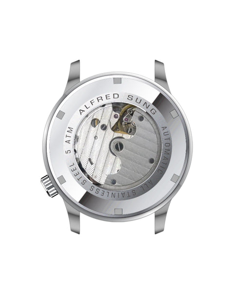 Alfred Sung Automatic II Black Sunray Dial Silver Bracelet Men's watch