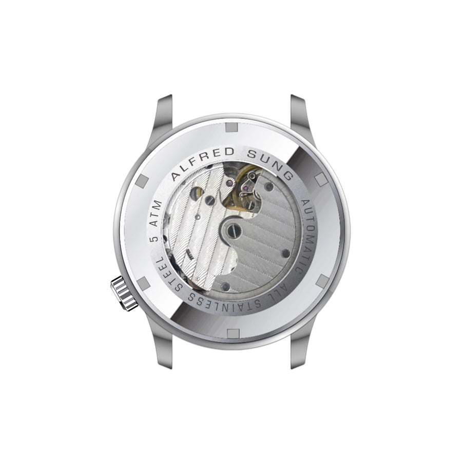 Alfred Sung Automatic II Black Sunray Dial Silver Bracelet Men's watch — Automatic II Black Sunray Dial Silver…, alternate…