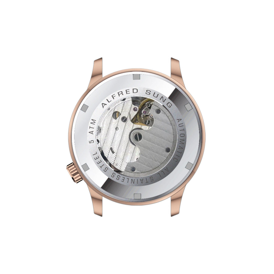 Alfred Sung Automatic II Silver Sunray Dial Black Leather Strap Men's watch — Automatic II Silver Sunray Dial…, alternate…