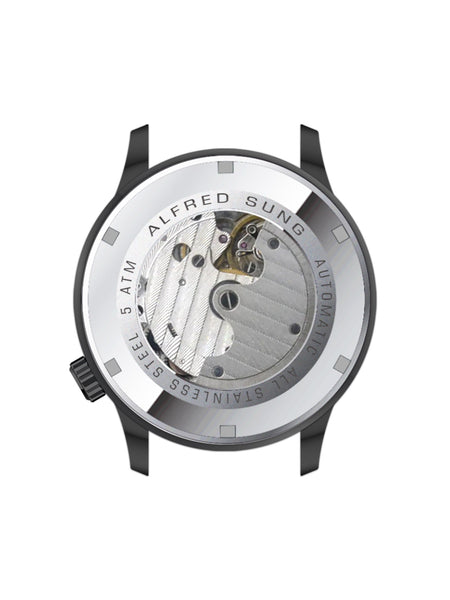 Alfred Sung Automatic II Black Sunray Dial Brown Leather Strap Men's watch