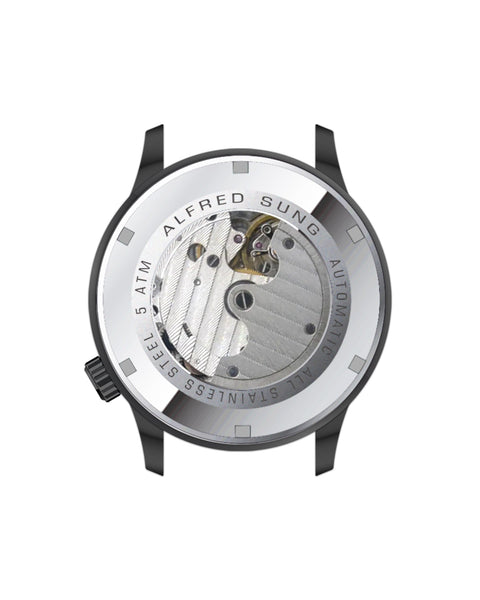 Alfred Sung Automatic II Black Sunray Dial Brown Leather Strap Men's watch