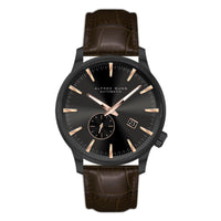 Alfred Sung Automatic II Black Sunray Dial Brown Leather Strap Men's watch — Automatic II Black Sunray Dial…