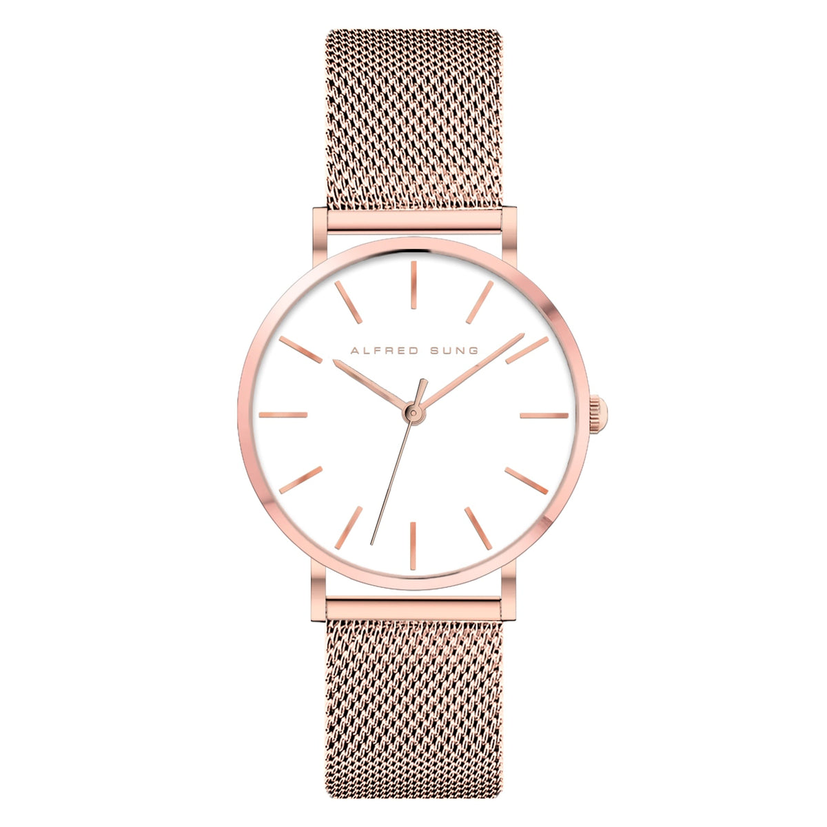 Alfred Sung Muse White Dial Rosegold Bracelet Ladies watch — Muse White Dial Rosegold Bracelet Ladies watch