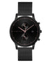 Alfred Sung Dual Time with Date Black Dial Black Mesh Stainless Steel watch
