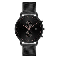 Alfred Sung Dual Time with Date Black Dial Black Mesh Stainless Steel watch — Dual Time with Date Black Dial…