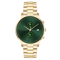 Alfred Sung Dual Time with Date Green Dial Gold Bracelet watch — Dual Time with Date Green Dial Gold Bracelet…