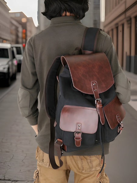 Vance™ | Premium Canvas Leather Backpack