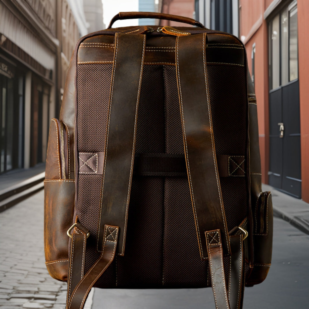 Lawrence™ — Premium Handmade Leather Backpack Brown Men's Statement Handbag, alternate view 3