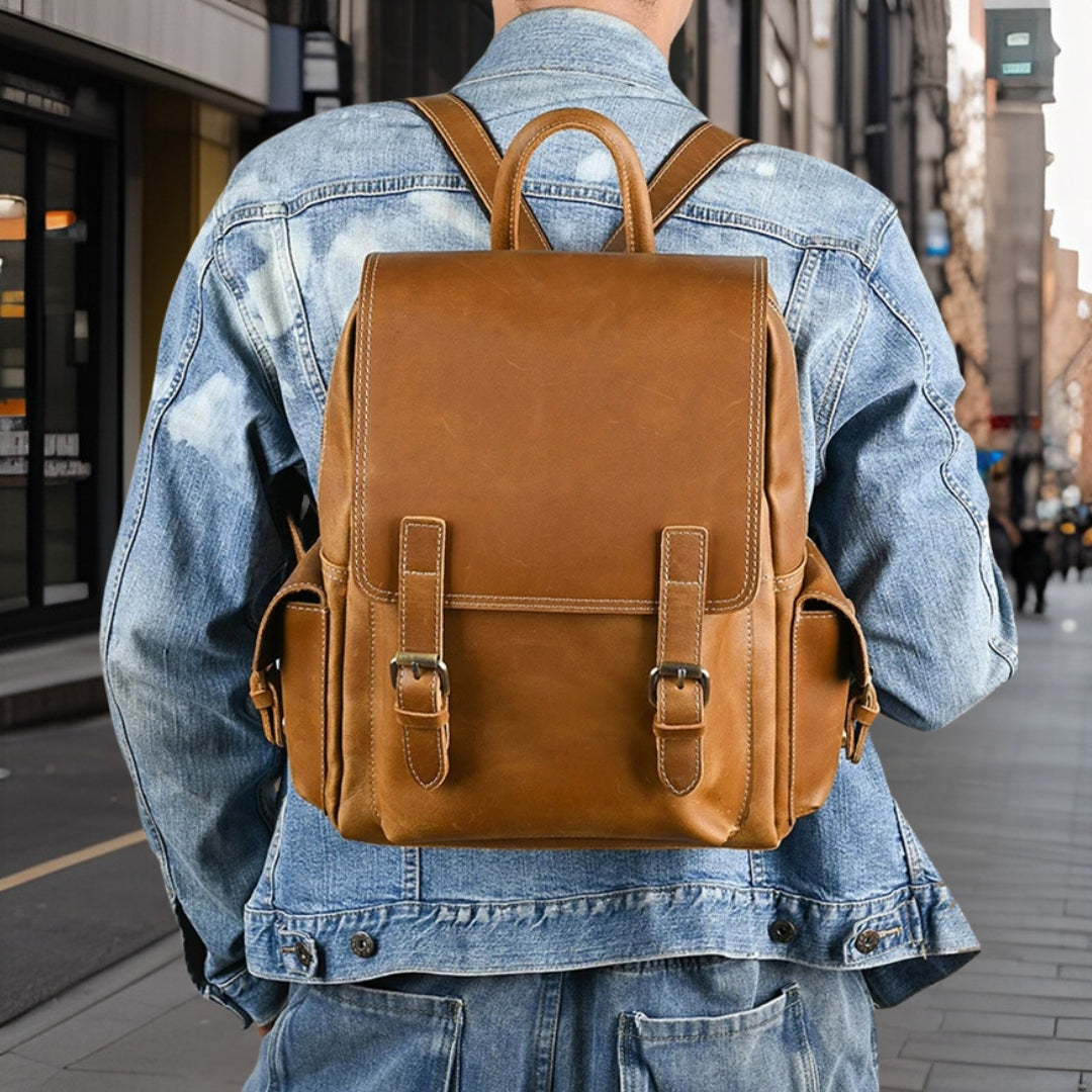Danny™ — Fashionable Casual Leather Backpack Men's Statement Handbag, alternate view 4