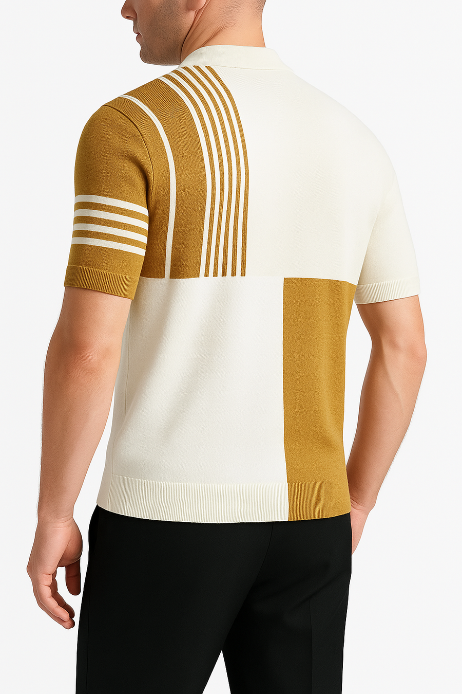 Marcel — Men's Plus Size Color Block Short Sleeve Polo Men's Tailored Shorts, alternate view 2