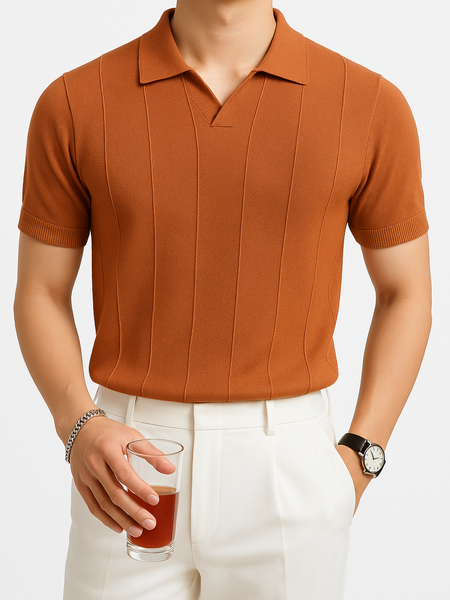 Men's Plus Size Collared Neck Short Sleeve Polo - Opulent Empire
