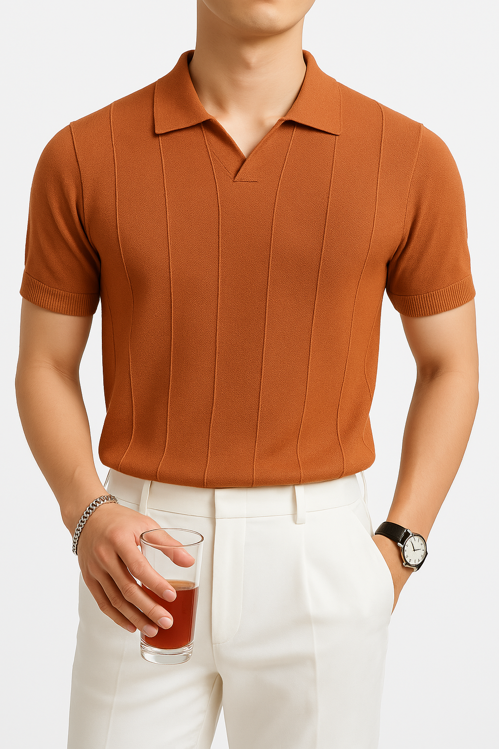 Maximilian Beaumont — Men's Plus Size Collared Neck Short Sleeve Polo Men's Tailored Shorts, alternate view 3