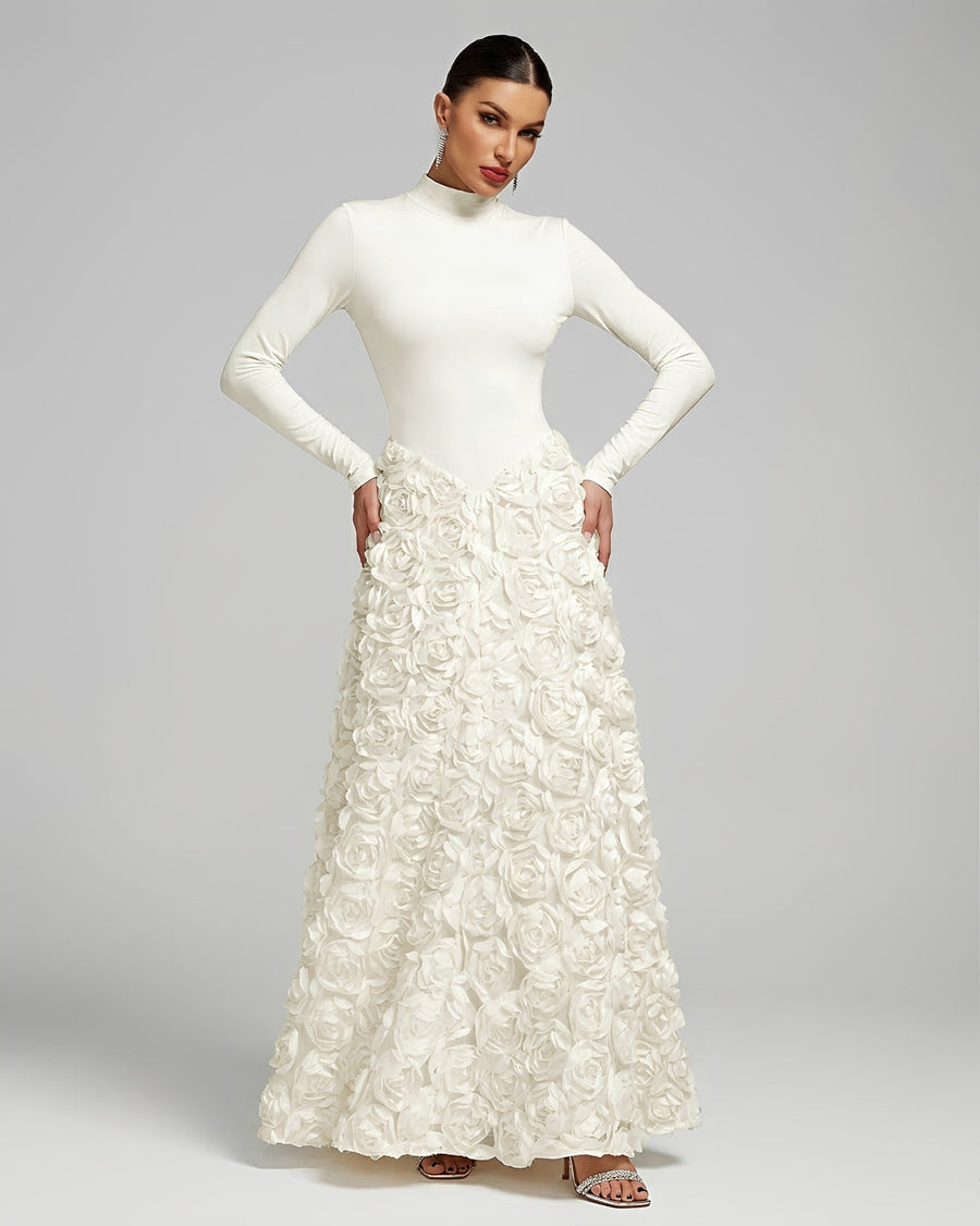 Cove Capri — Floral Embroidered Chiffon Splicing Maxi Dress