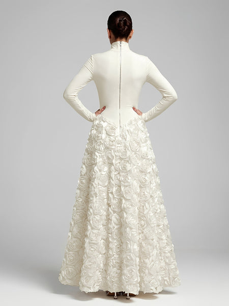 Blumengesticktes Chiffon-Spleiß-Maxikleid